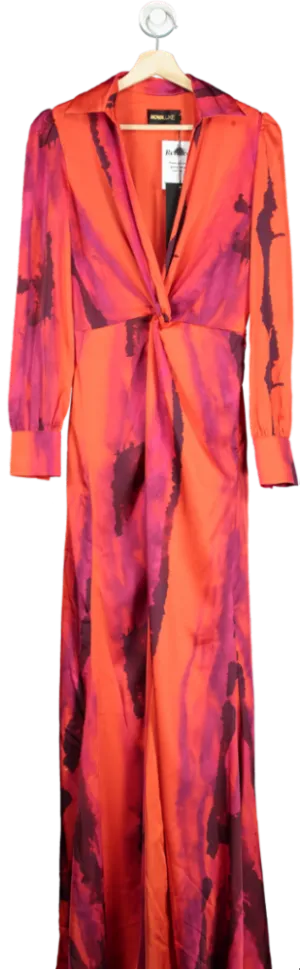 Fashion Nova Orange Gabriella Long Sleeve Maxi Dress XS