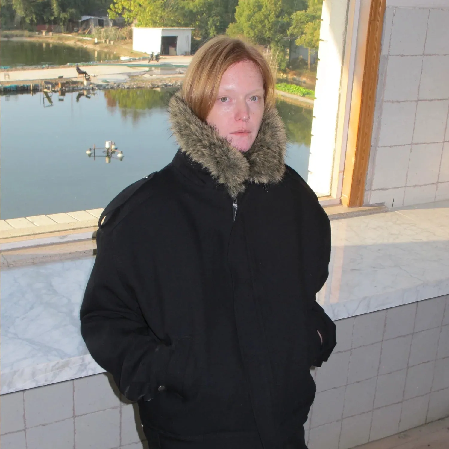 Faux Fur Collar Black Jacket