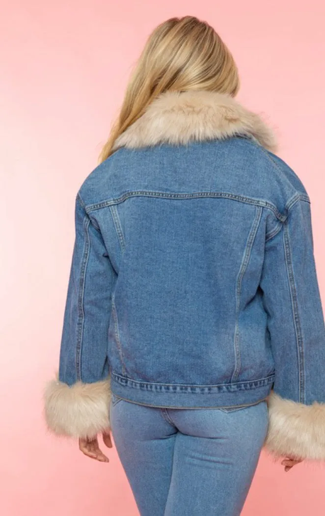 Faux Fur Denim Jacket