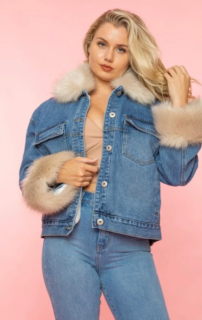 Faux Fur Denim Jacket