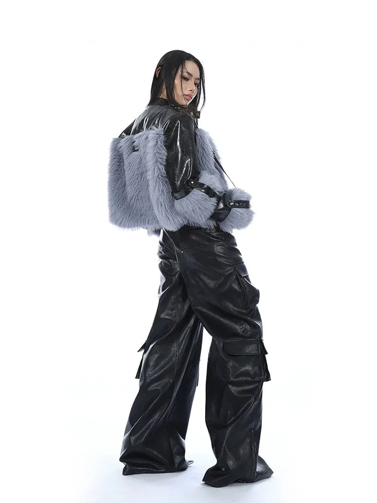 Faux Leather and Faux Fur Jacket