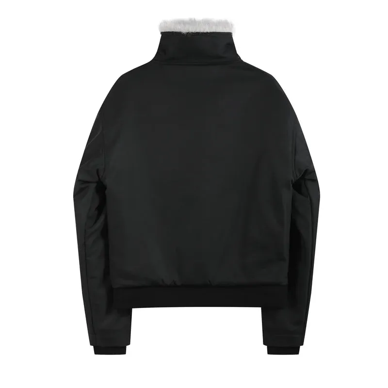 Faux Mink Fur Trimmed Asymmetric Jacket