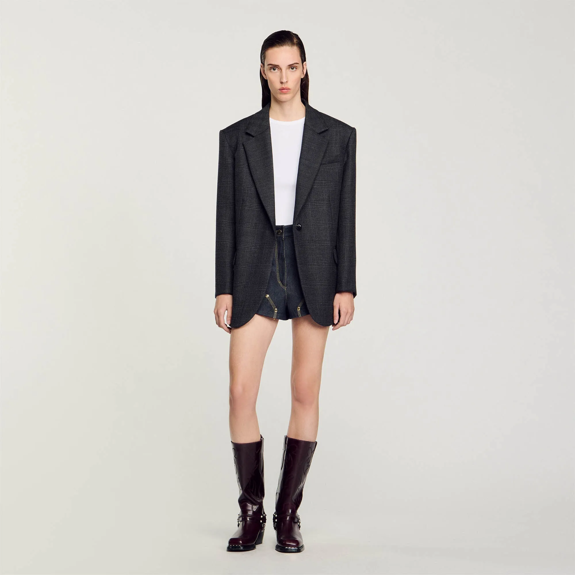 Felicie Checked Suit Jacket Dark Grey