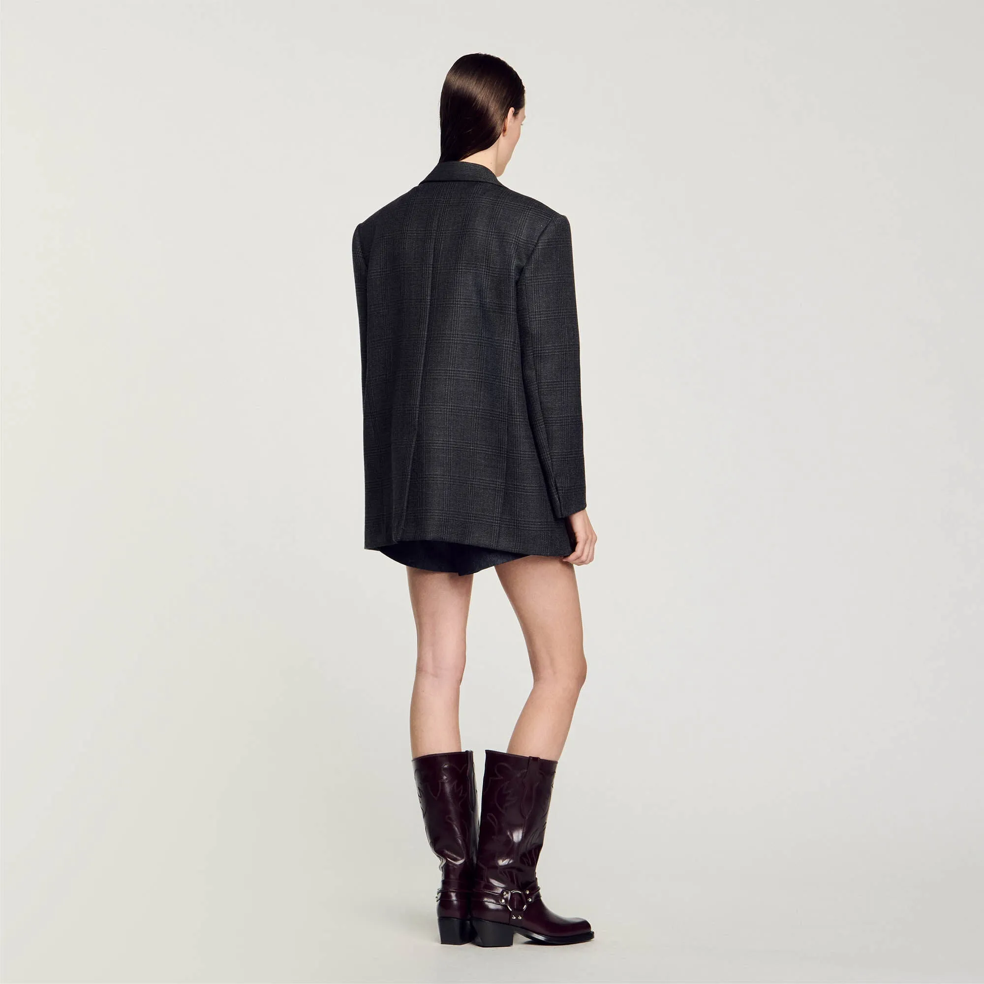 Felicie Checked Suit Jacket Dark Grey