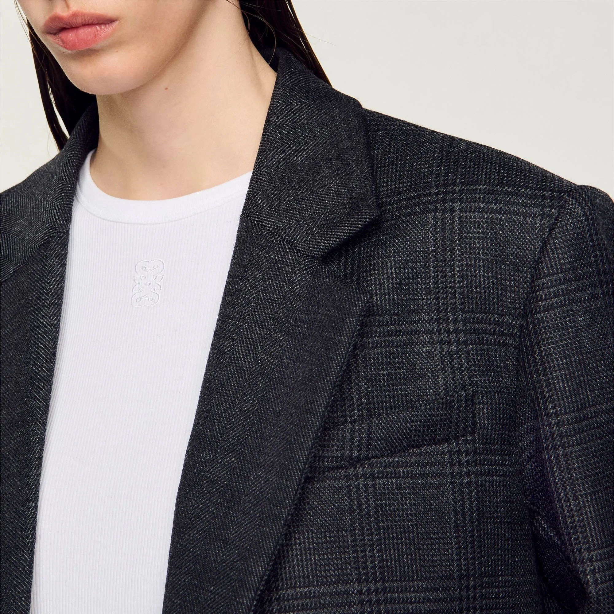 Felicie Checked Suit Jacket Dark Grey