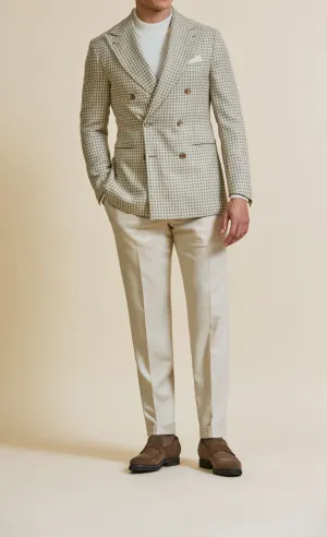 Ferla Tan & Ivory Merino Wool, Alpaca & Silk Houndstooth