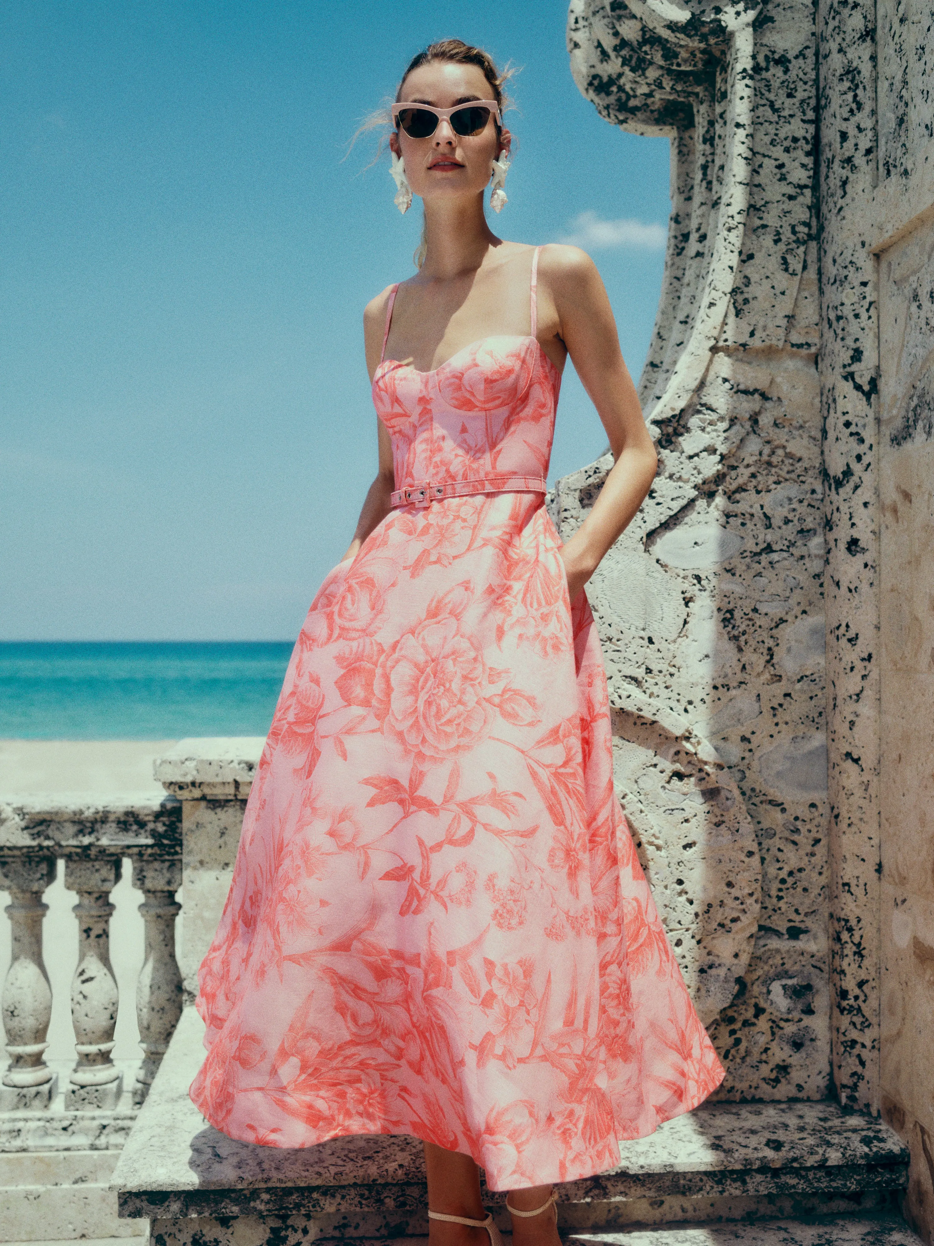 Floral Corseted A-line Dress