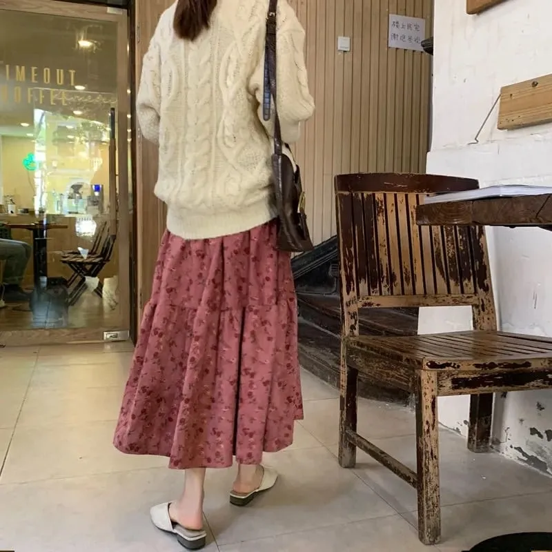 Floral High Waist Pleated Skirt