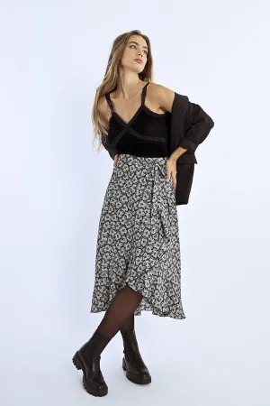 FLORAL PRINT WRAP SKIRT