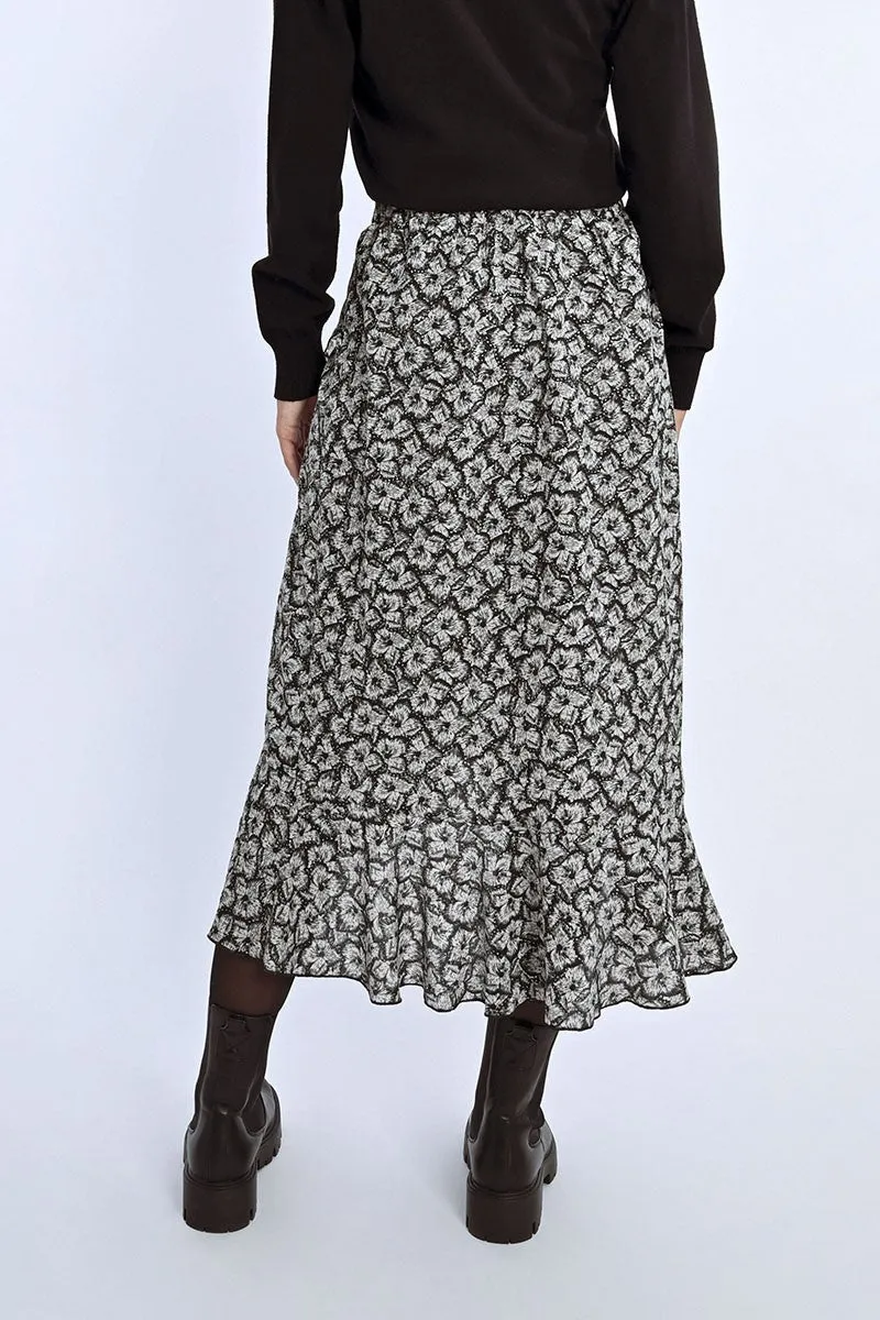 FLORAL PRINT WRAP SKIRT