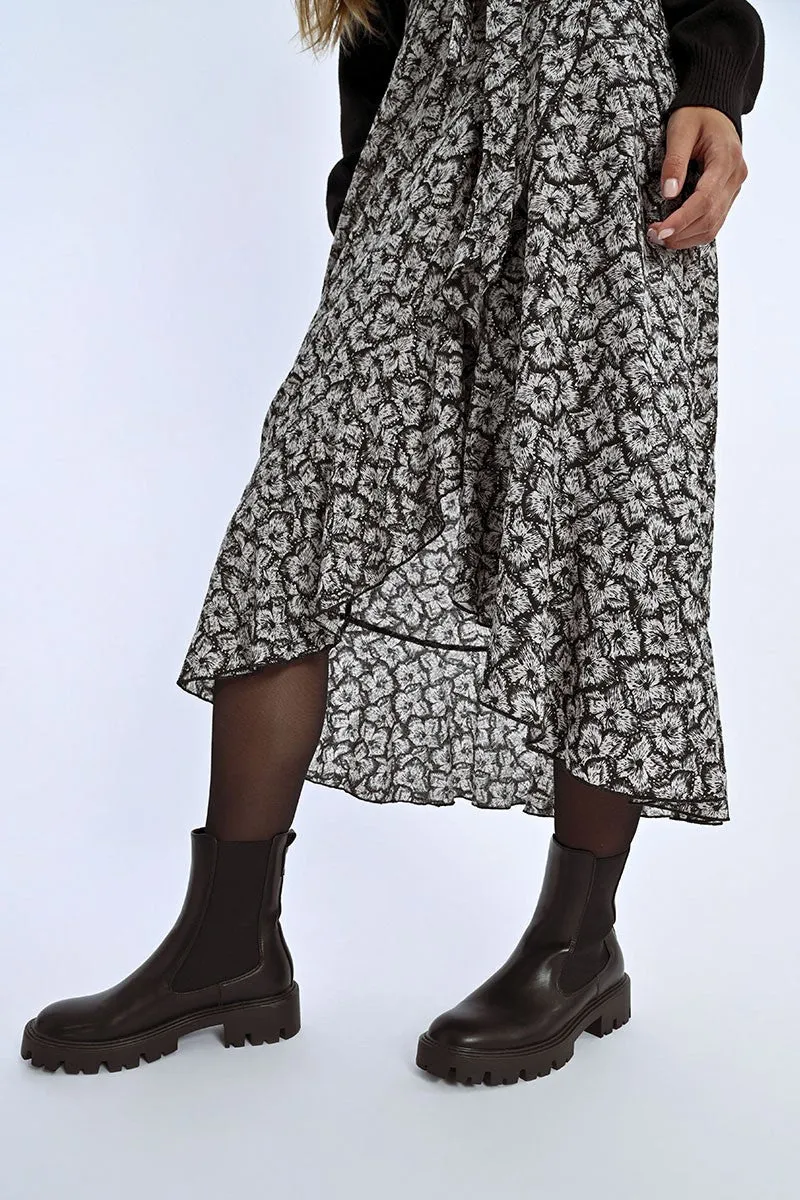 FLORAL PRINT WRAP SKIRT