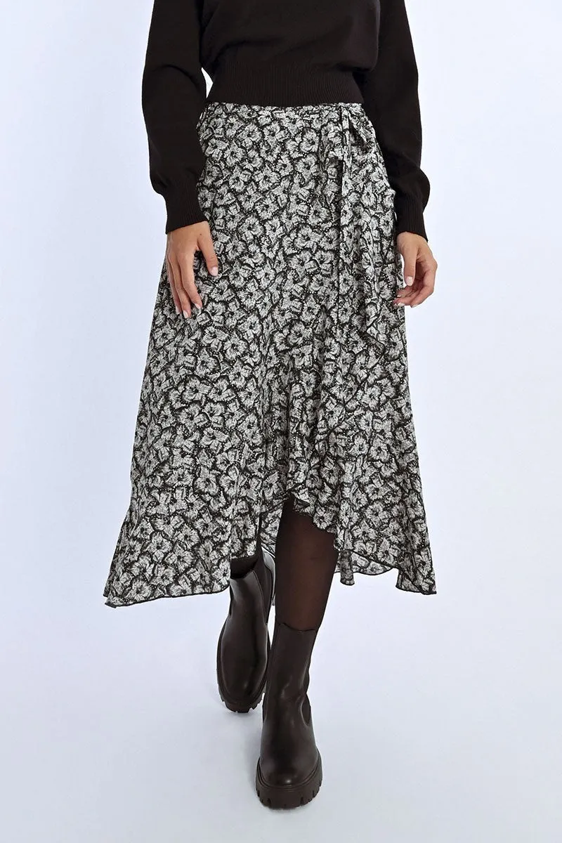 FLORAL PRINT WRAP SKIRT