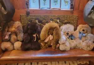 Fox Fur Coat Stuffed Rabbits and Bears