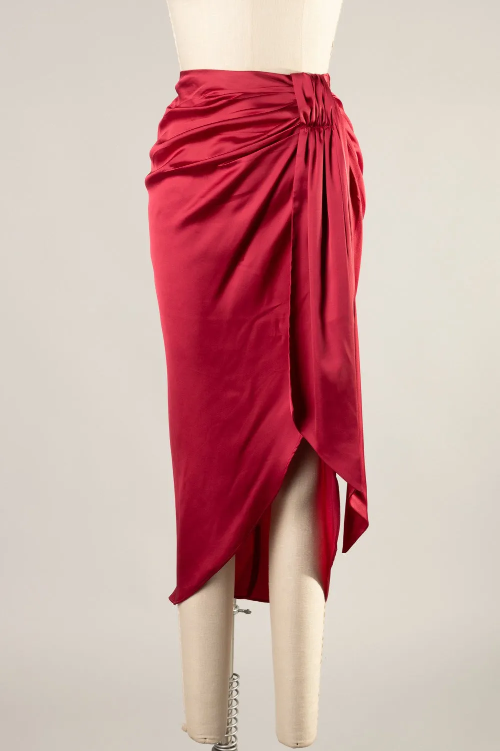 FSK23153STK-Satin drape asymmetric skirt  6PK UNIT $9