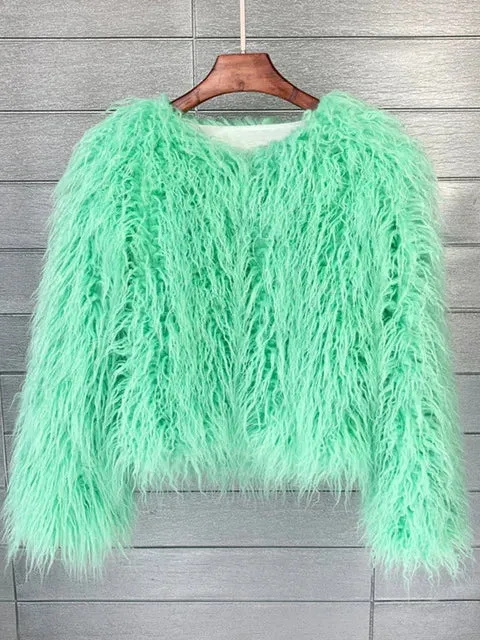 Fur Coats Women Autumn Winter Top Fashion Pink Faux Fur Coat Elegant Thick Warm Faux Fur Jackets