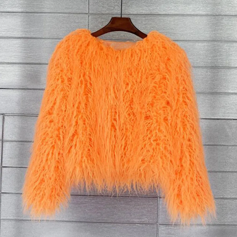 Fur Coats Women Autumn Winter Top Fashion Pink Faux Fur Coat Elegant Thick Warm Faux Fur Jackets
