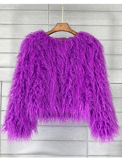 Fur Coats Women Autumn Winter Top Fashion Pink Faux Fur Coat Elegant Thick Warm Faux Fur Jackets