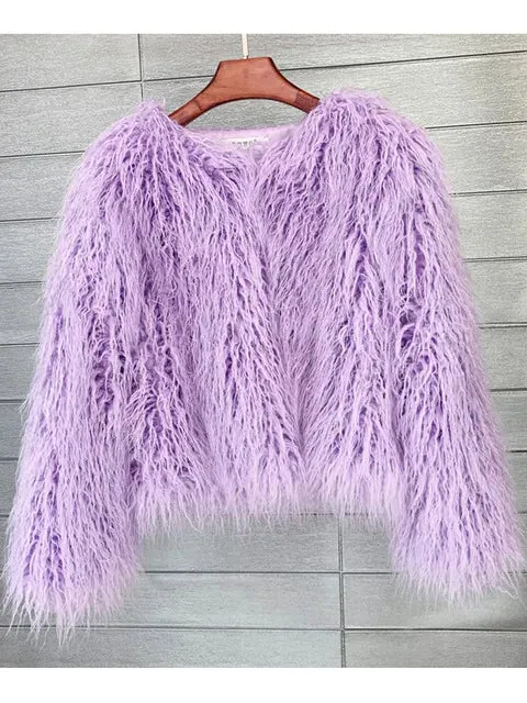 Fur Coats Women Autumn Winter Top Fashion Pink Faux Fur Coat Elegant Thick Warm Faux Fur Jackets