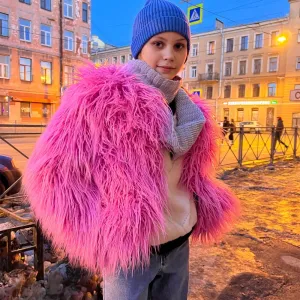Fur Coats Women Autumn Winter Top Fashion Pink Faux Fur Coat Elegant Thick Warm Faux Fur Jackets