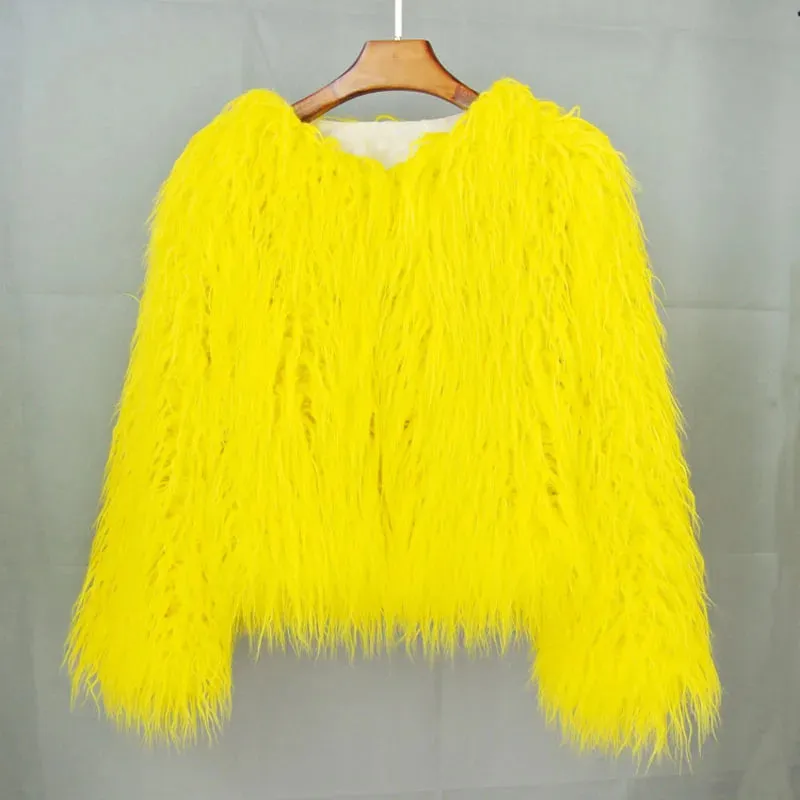 Fur Coats Women Autumn Winter Top Fashion Pink Faux Fur Coat Elegant Thick Warm Faux Fur Jackets