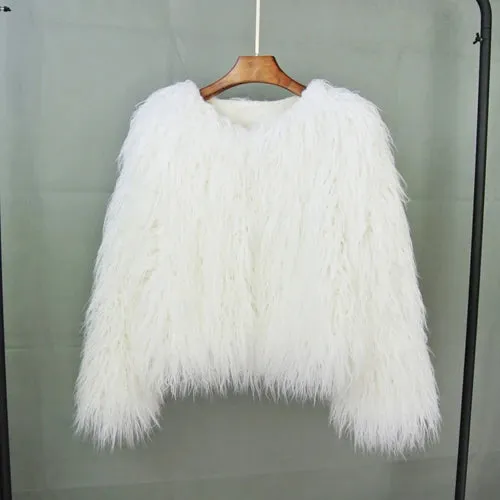 Fur Coats Women Autumn Winter Top Fashion Pink Faux Fur Coat Elegant Thick Warm Faux Fur Jackets