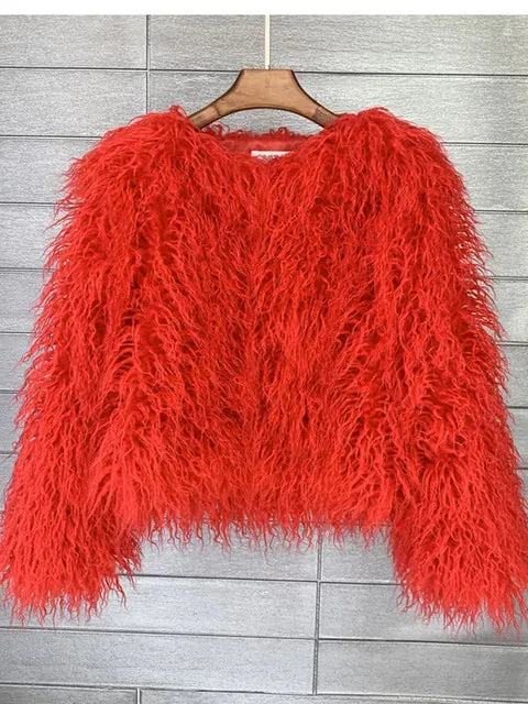 Fur Coats Women Autumn Winter Top Fashion Pink Faux Fur Coat Elegant Thick Warm Faux Fur Jackets
