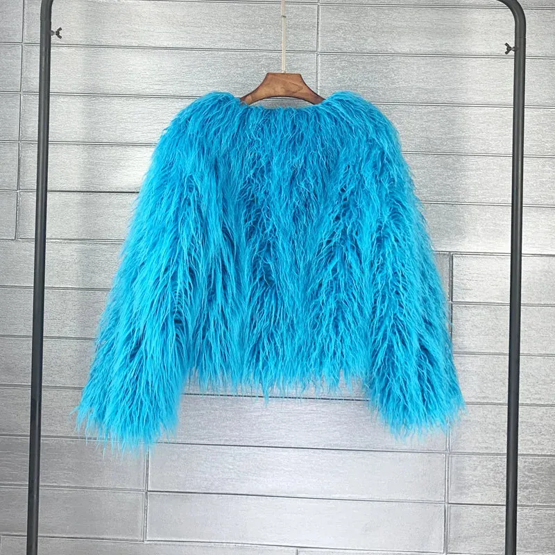 Fur Coats Women Autumn Winter Top Fashion Pink Faux Fur Coat Elegant Thick Warm Faux Fur Jackets