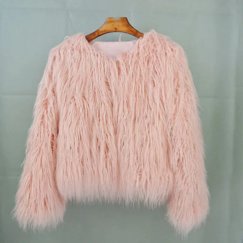 Fur Coats Women Autumn Winter Top Fashion Pink Faux Fur Coat Elegant Thick Warm Faux Fur Jackets