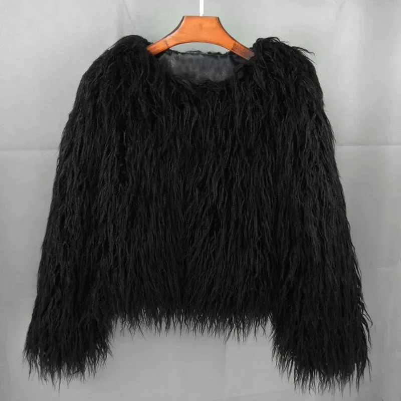 Fur Coats Women Autumn Winter Top Fashion Pink Faux Fur Coat Elegant Thick Warm Faux Fur Jackets