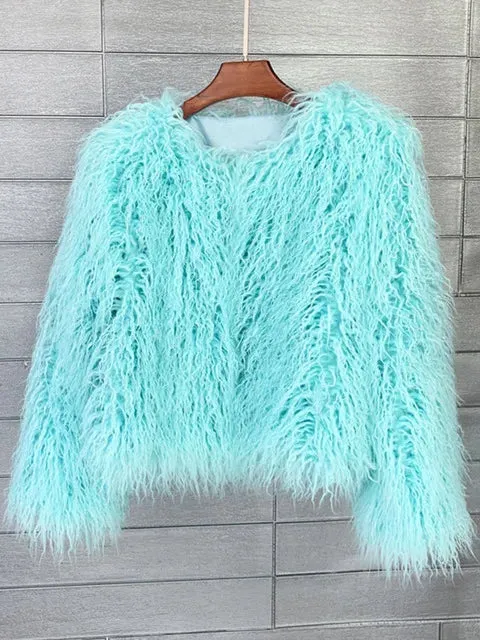 Fur Coats Women Autumn Winter Top Fashion Pink Faux Fur Coat Elegant Thick Warm Faux Fur Jackets