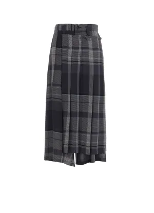 GAUZE PLAID WRAPT PLEATED PANTS