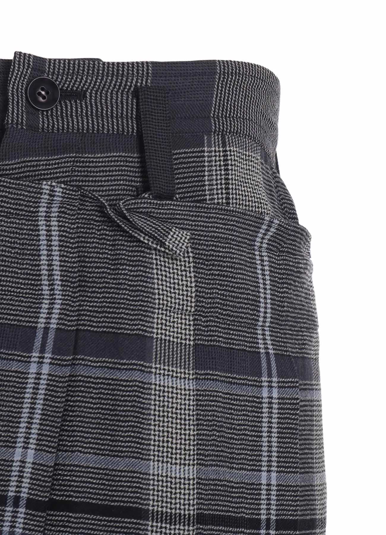 GAUZE PLAID WRAPT PLEATED PANTS