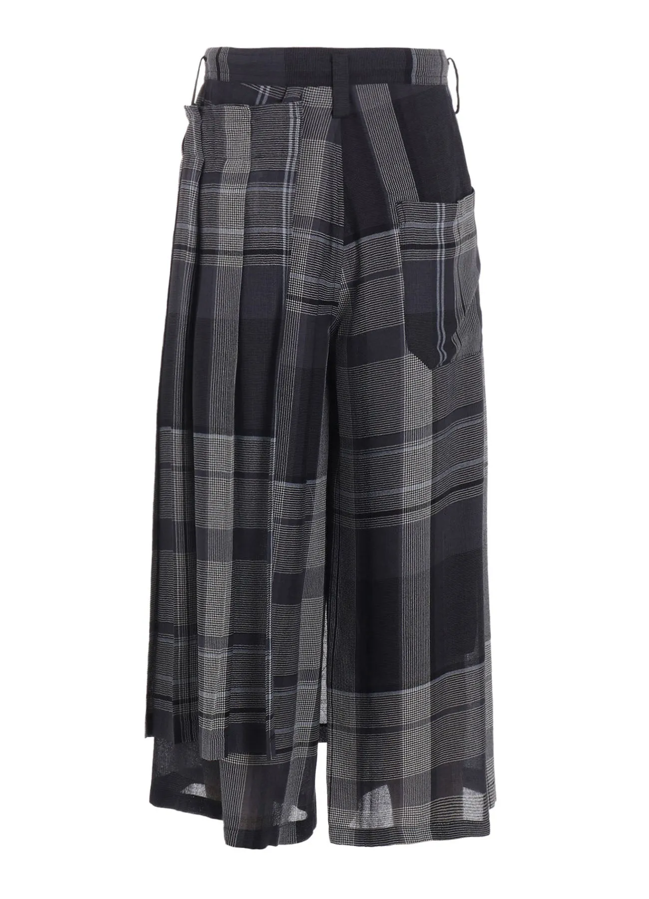 GAUZE PLAID WRAPT PLEATED PANTS