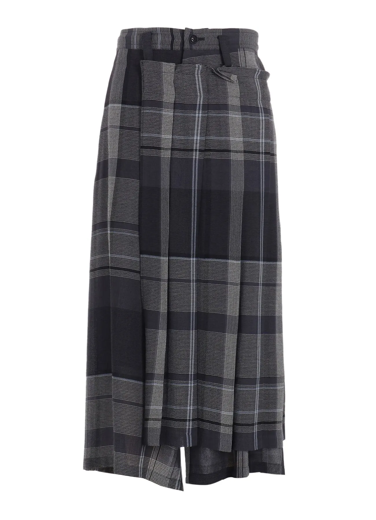 GAUZE PLAID WRAPT PLEATED PANTS