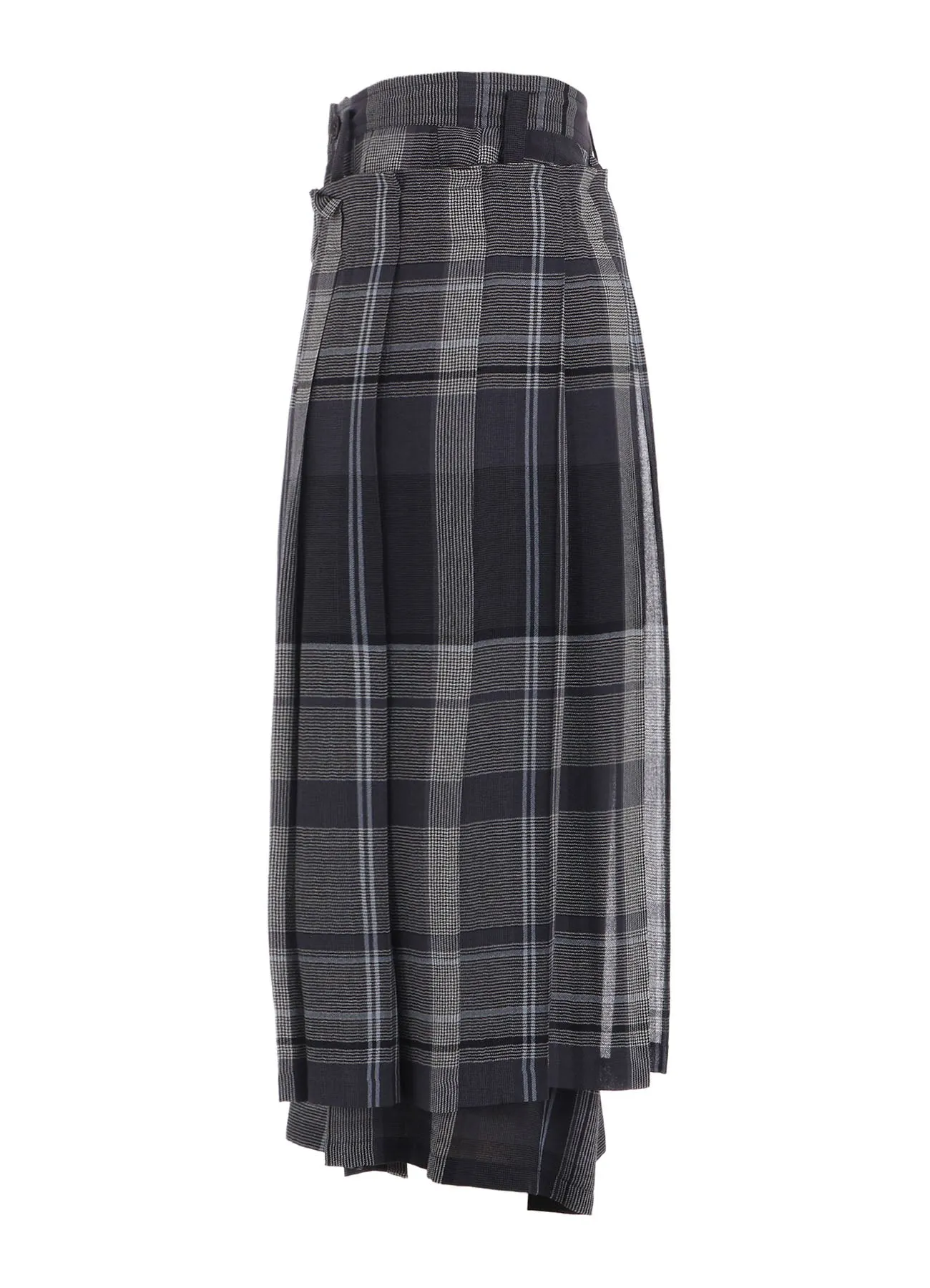 GAUZE PLAID WRAPT PLEATED PANTS