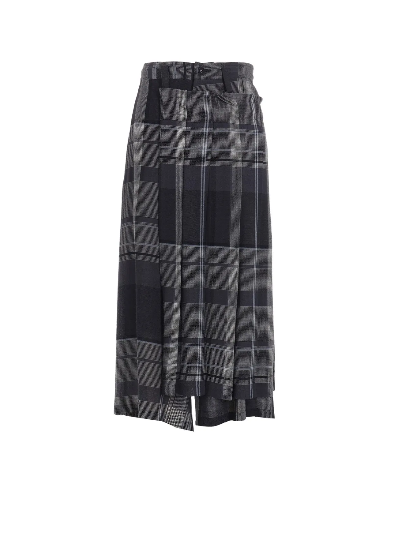 GAUZE PLAID WRAPT PLEATED PANTS