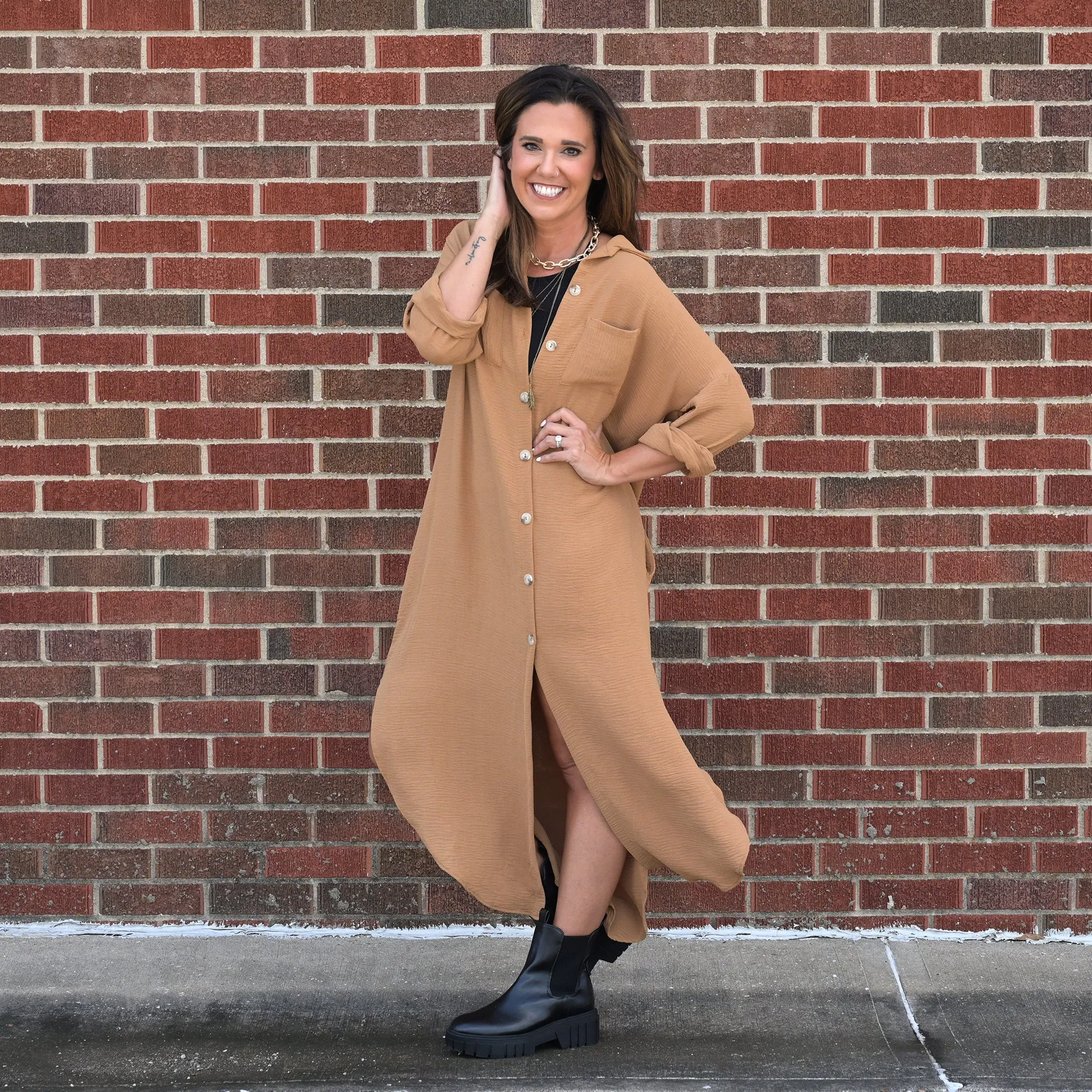 Gauzy Button Down Dress