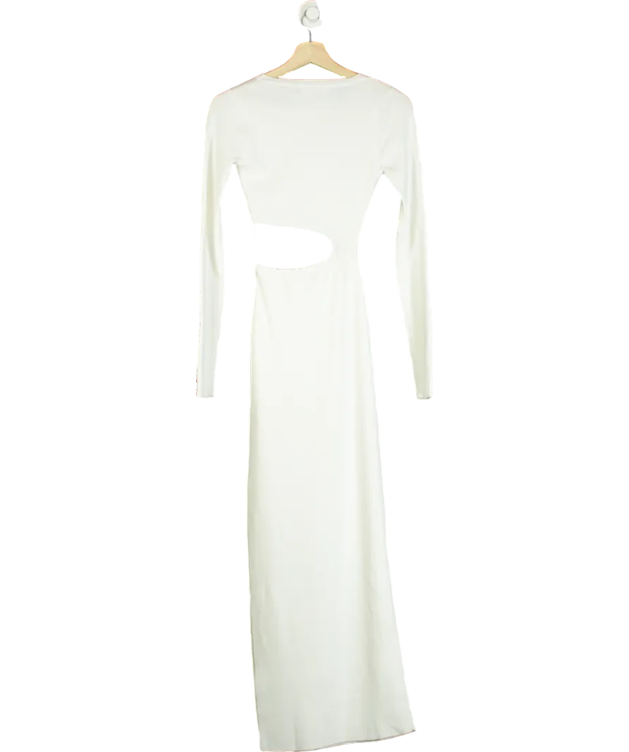 Glassons White One Shoulder Knit Maxi Dress UK S