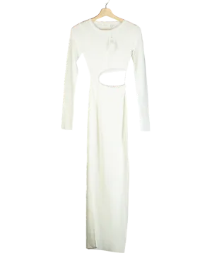 Glassons White One Shoulder Knit Maxi Dress UK S