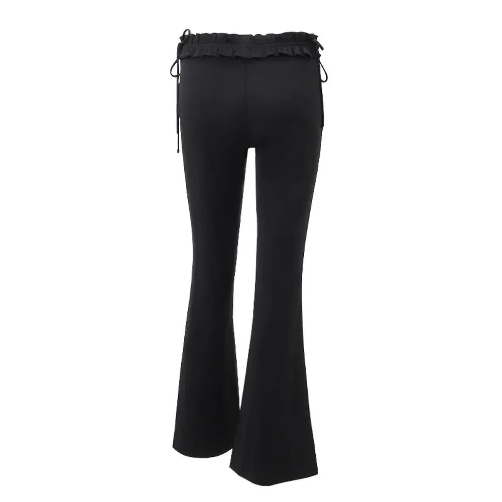 Gothic Low Rise Paperbag Waist Flare Pants