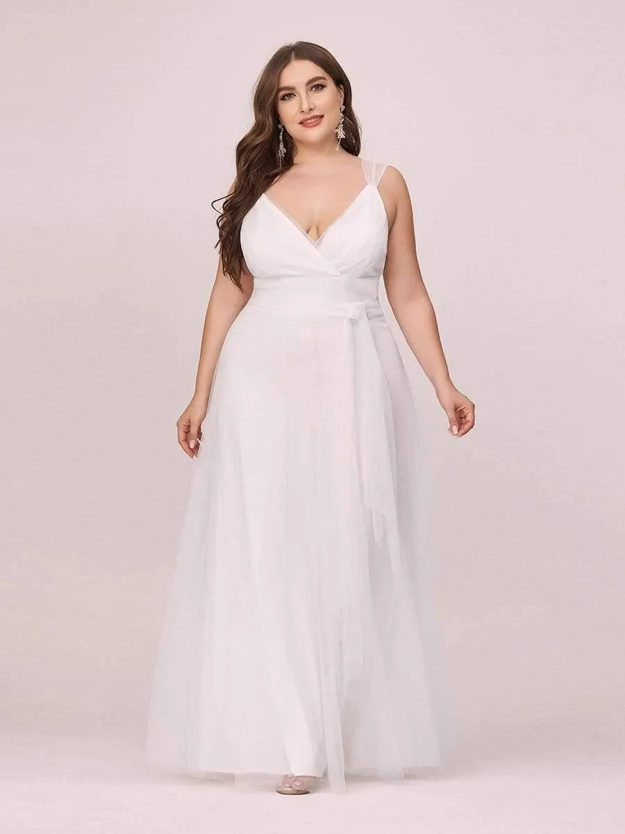 Grande taille Maxi long double col V Tulle Robes de mariée