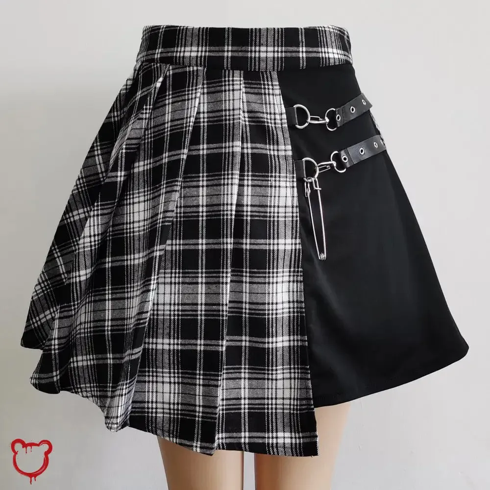 Grey Black Pleated Skirt