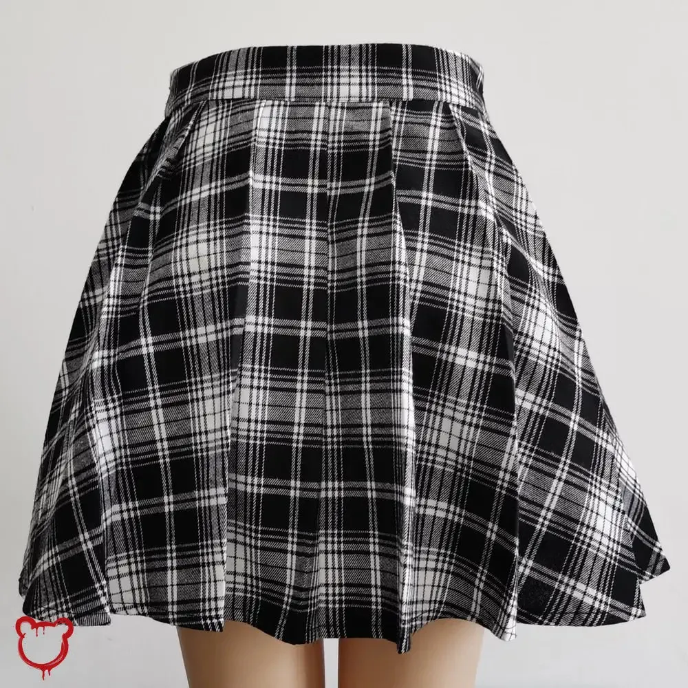 Grey Black Pleated Skirt