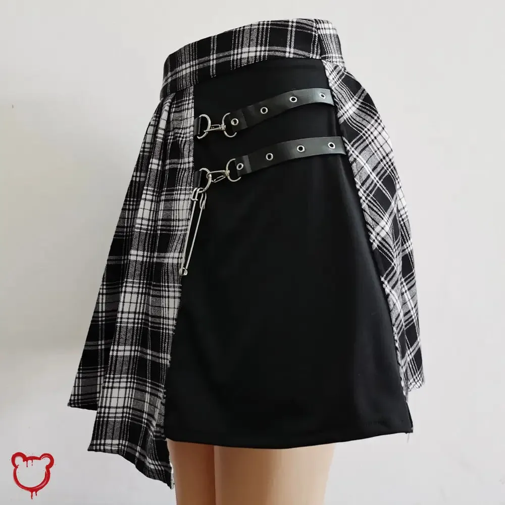 Grey Black Pleated Skirt