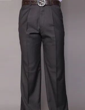 HEATHER CHARCOAL REGULAR FIT PLEATED PANTS
