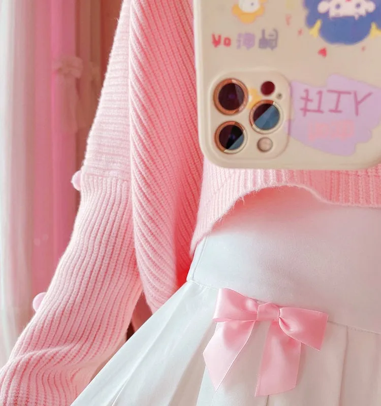 High Waist Mini Pleated Bow Skirt
