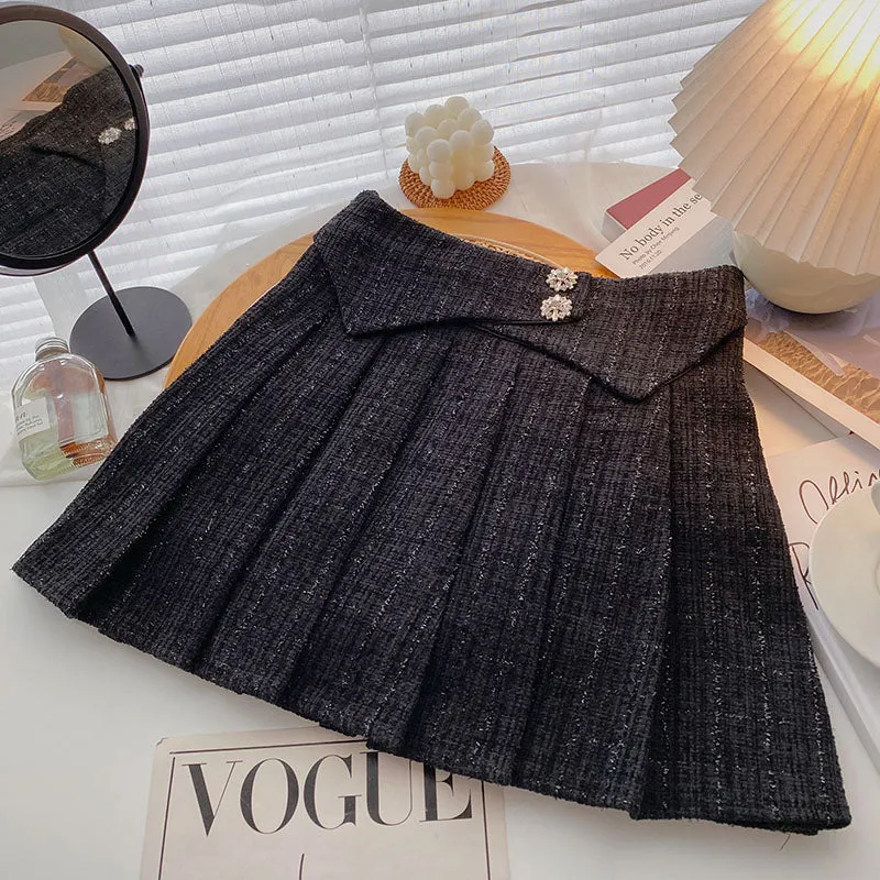 High Waist Skirts for Women  Pleated Skirt Wool Mini Skirt Autumn
