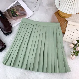 High Waisted Mini Preppy Style Summer Female Pleated Skirt