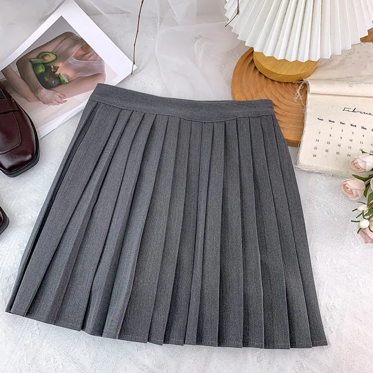 High Waisted Mini Preppy Style Summer Female Pleated Skirt
