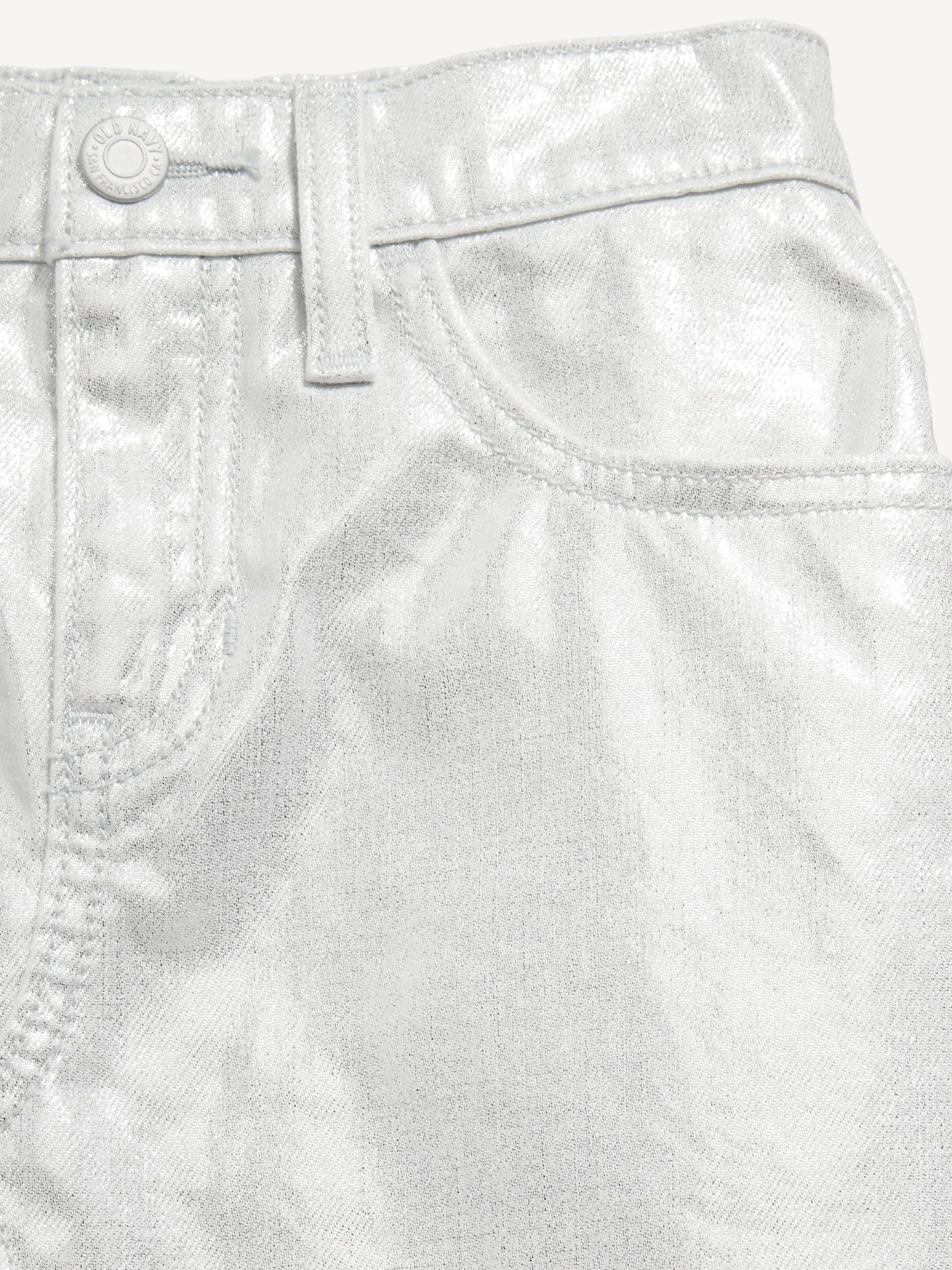 High-Waisted Shiny Jean Skirt for Girls
